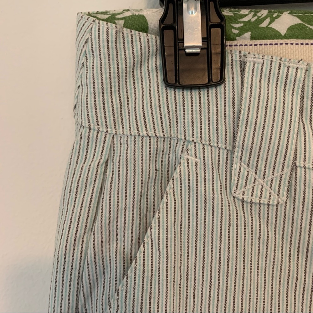 Women’s Boden Pinstripe Wide Leg Trousers Green Gray‎ Office Size 12R Preppy - Picture 2 of 12